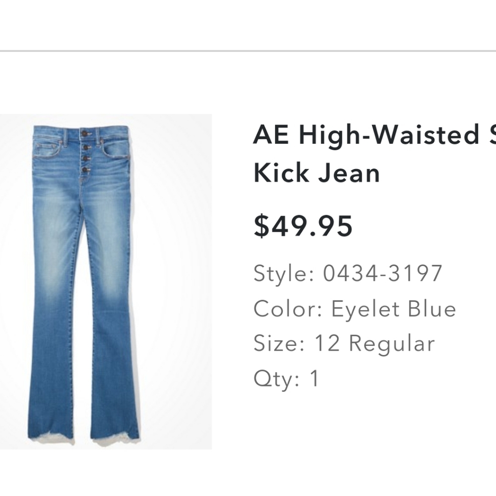 American Eagle high waisted skinny kick button fly destroyed 12R